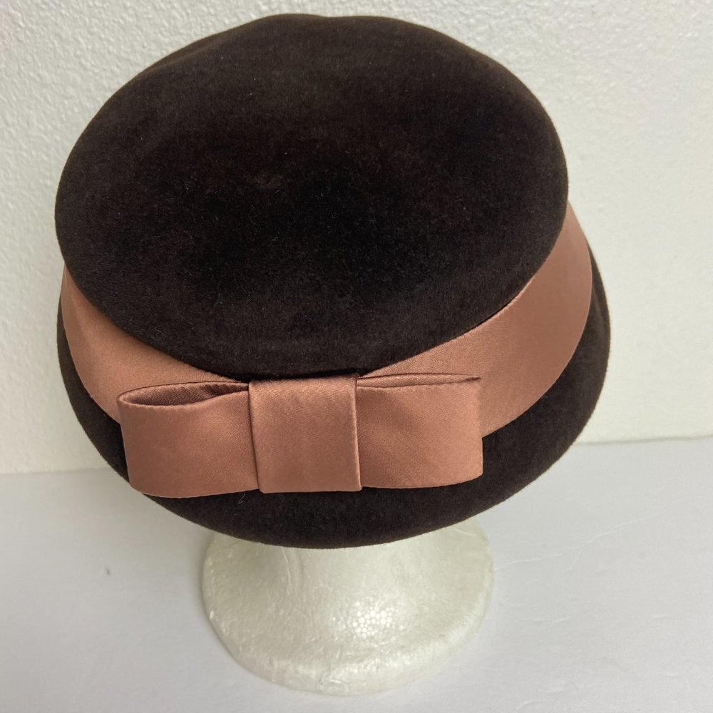 Vintage Riviera Velour Hat  Ribbon Bow Italy